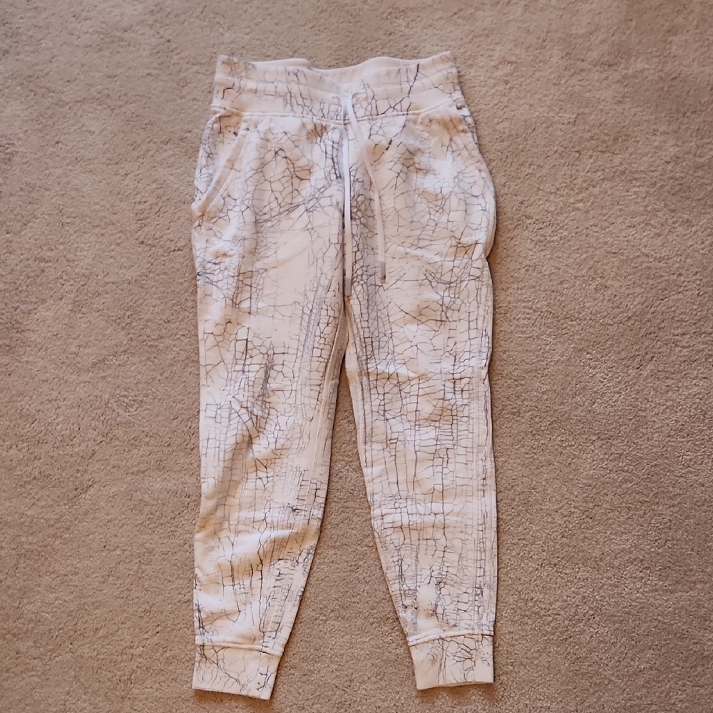White Joggers with Abstract Pattern